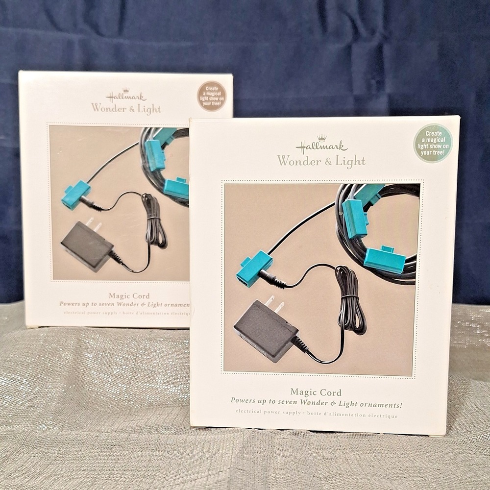 2 Sets Hallmark Keepsake Wonder & Light Magic Cord Powers 7 Ornaments Each Box